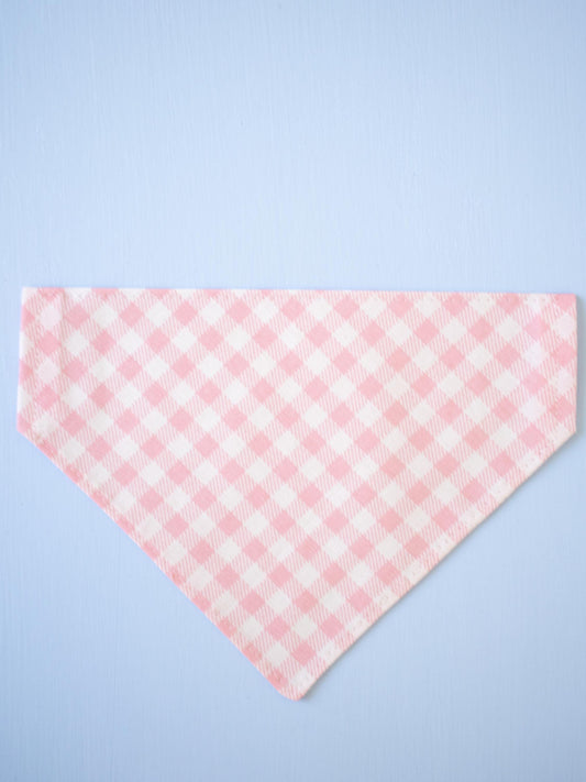 Strawberry Pink Gingham Over the Collar Bandana