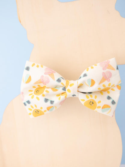 Patterned bow tie on a light blue background
