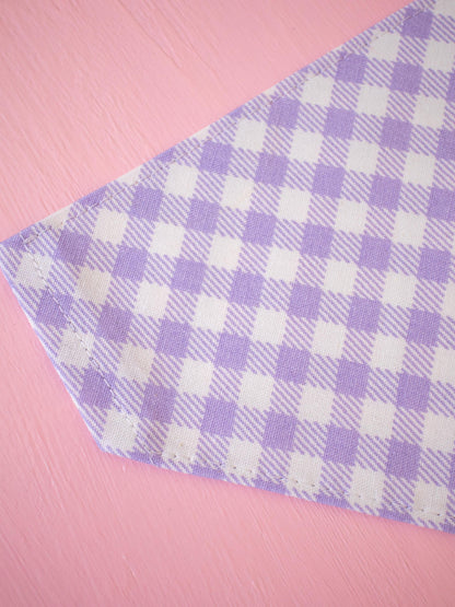 Lavender Gingham Over the Collar Bandana