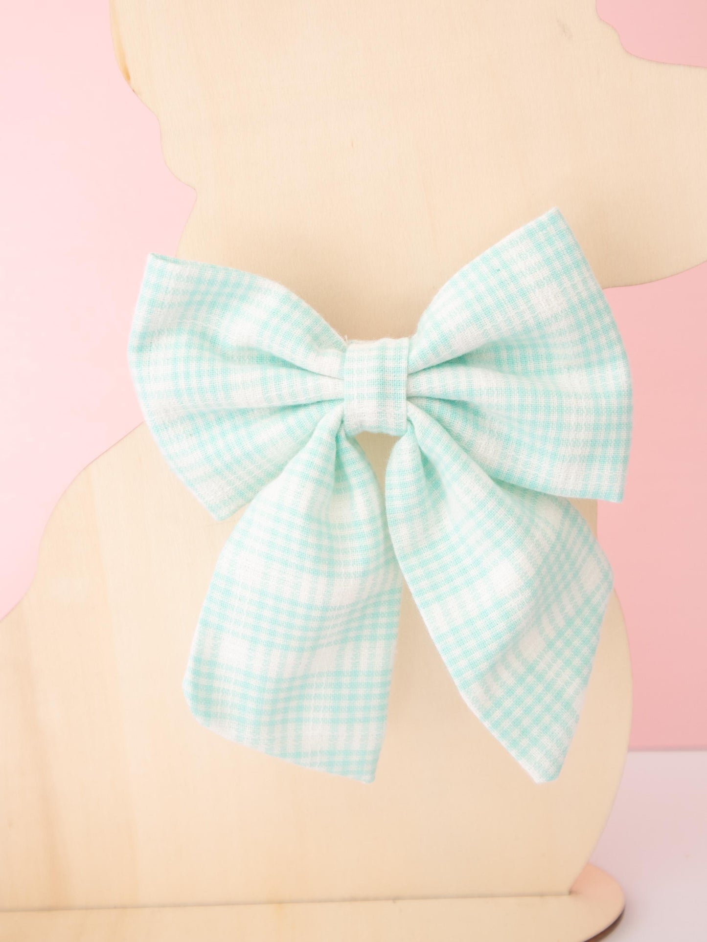 Mint Green Plaid Pet Sailor Bow