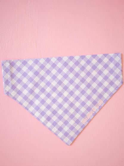 Lavender Gingham Over the Collar Bandana