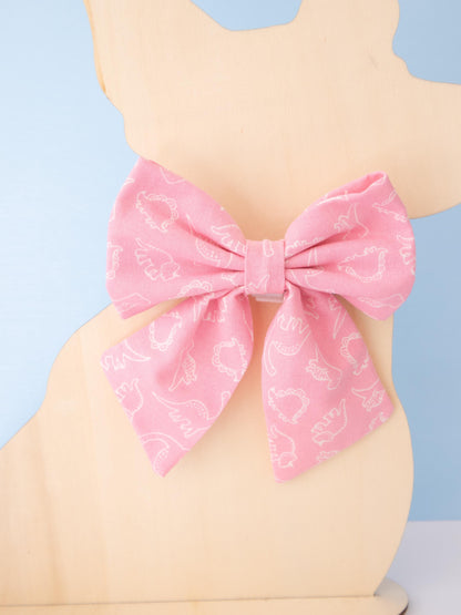 Pink Dinosaur Pet Sailor Bow
