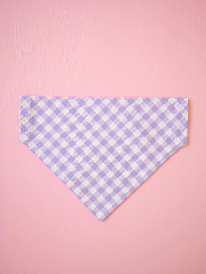 Lavender Gingham Over the Collar Bandana