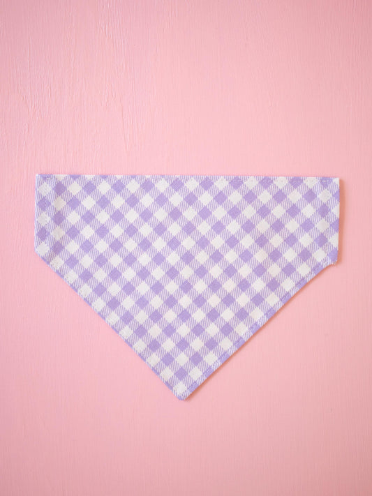 Lavender Gingham Over the Collar Bandana