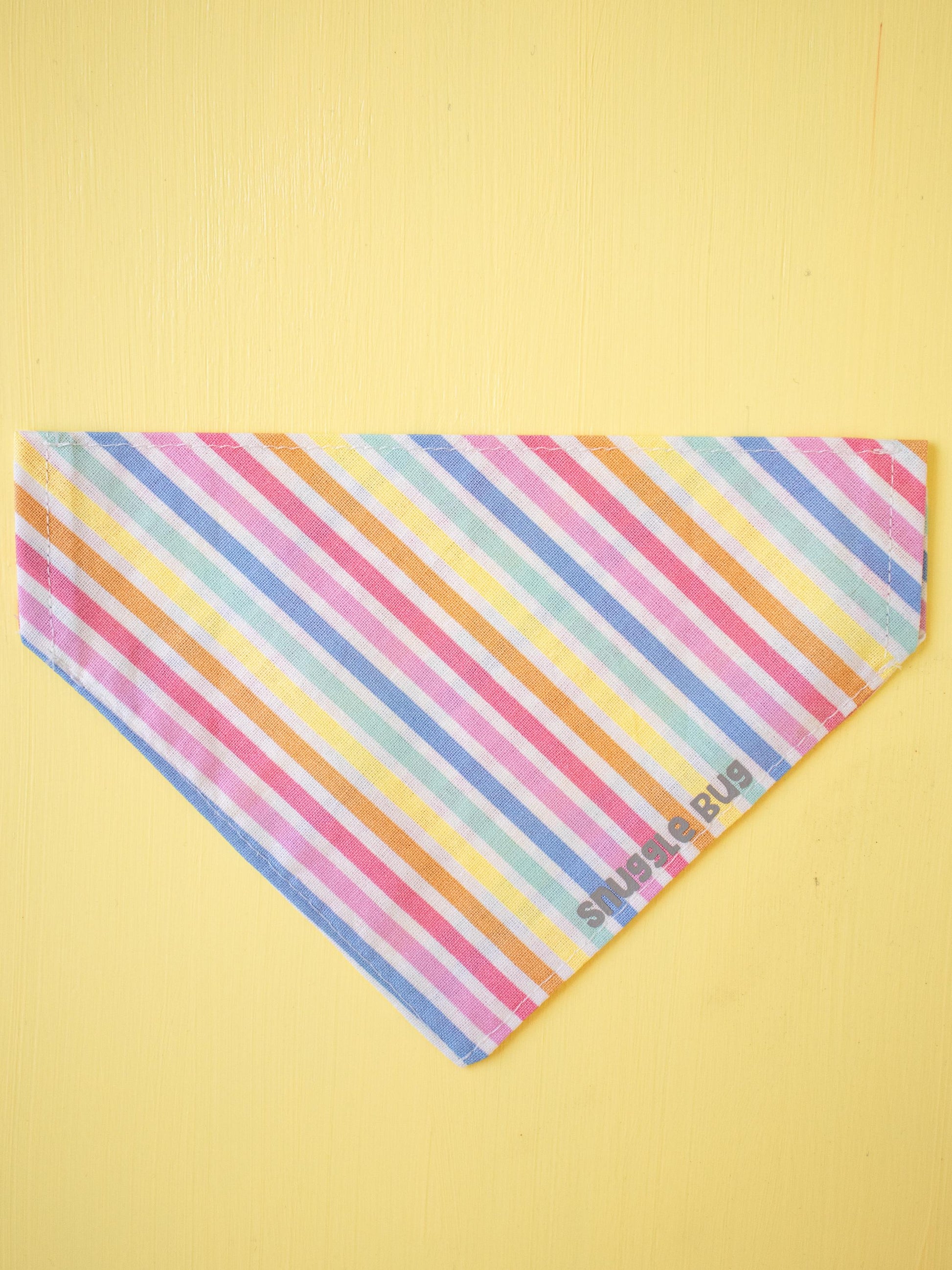 Colorful striped bandana on a yellow background