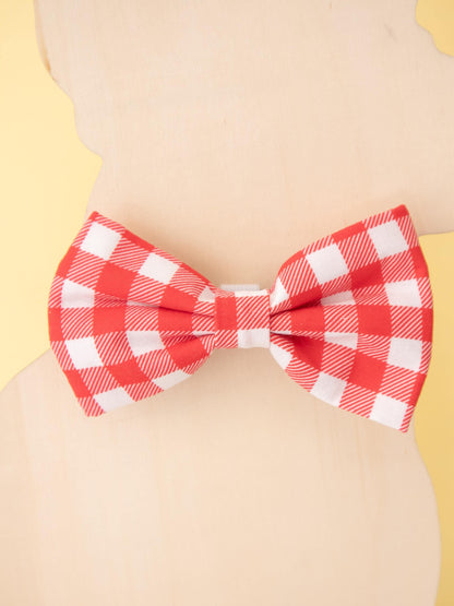 Red Gingham Pet Bow Tie