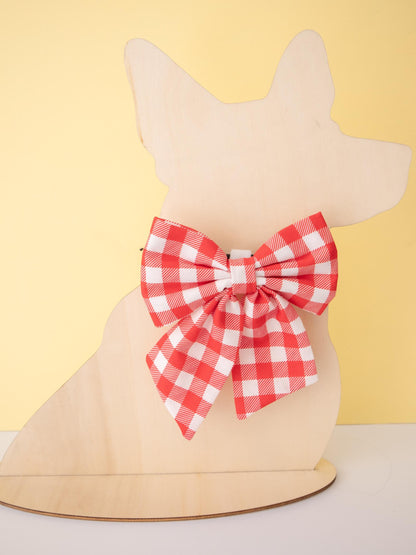 Red Gingham Pet Sailor Bow