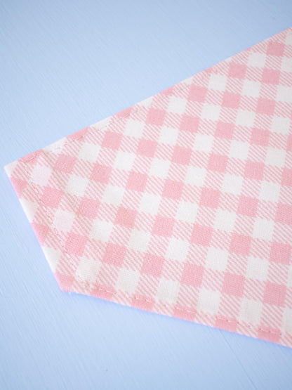 Strawberry Pink Gingham Over the Collar Bandana