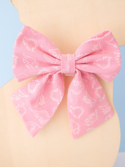 Pink Dinosaur Pet Sailor Bow
