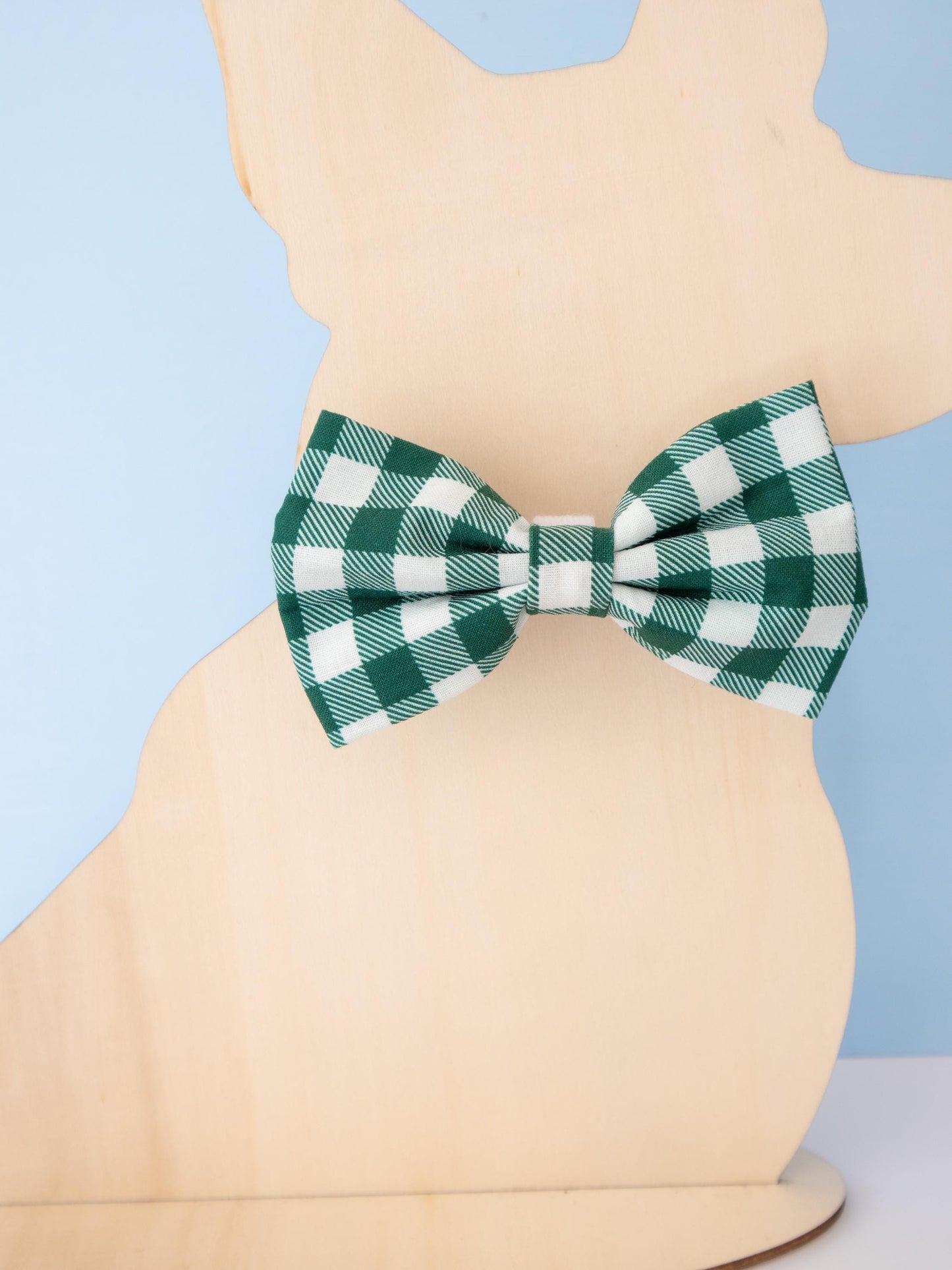Green Gingham Pet Bow Tie