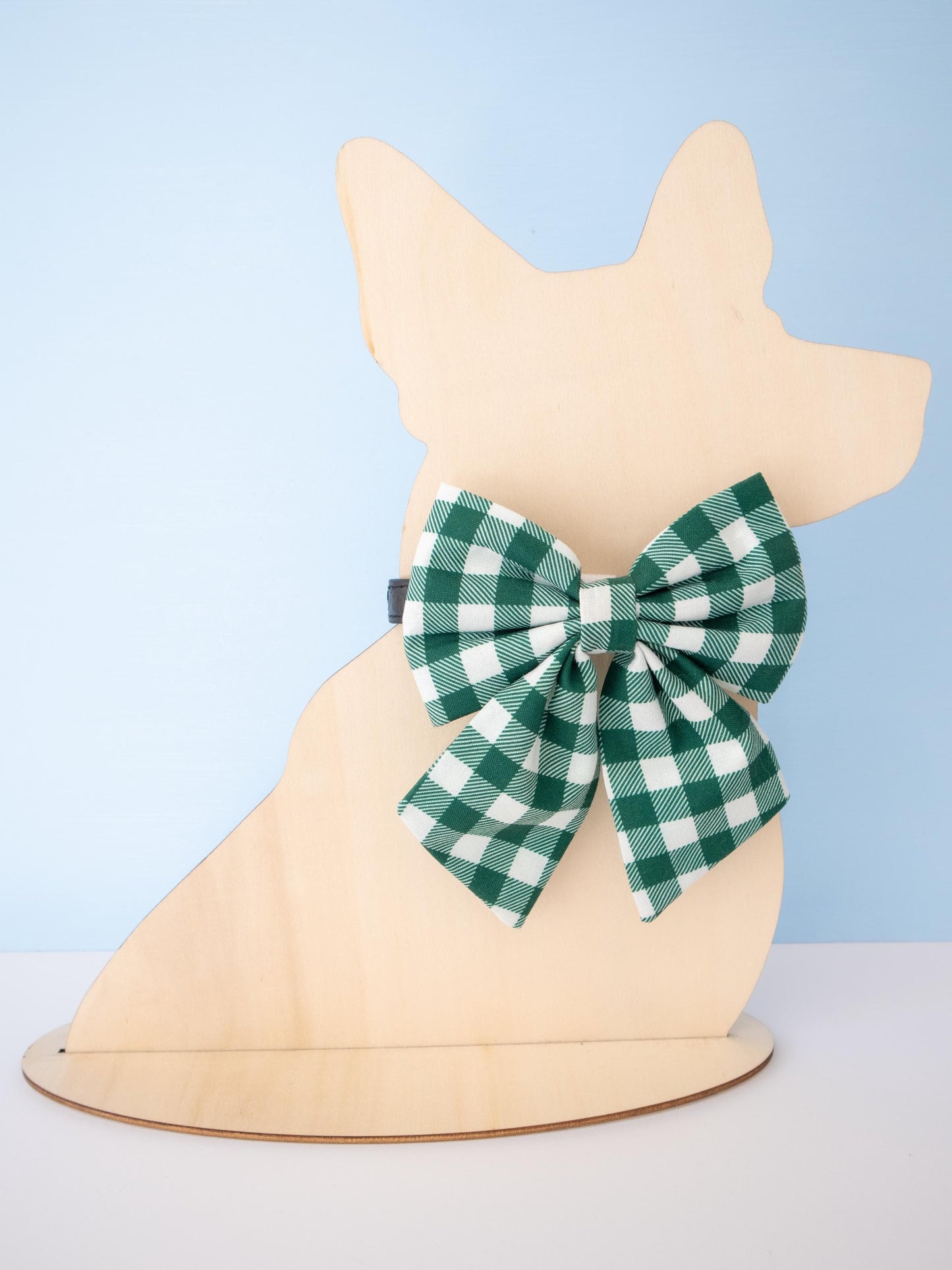 Green Gingham Pet Sailor Bow