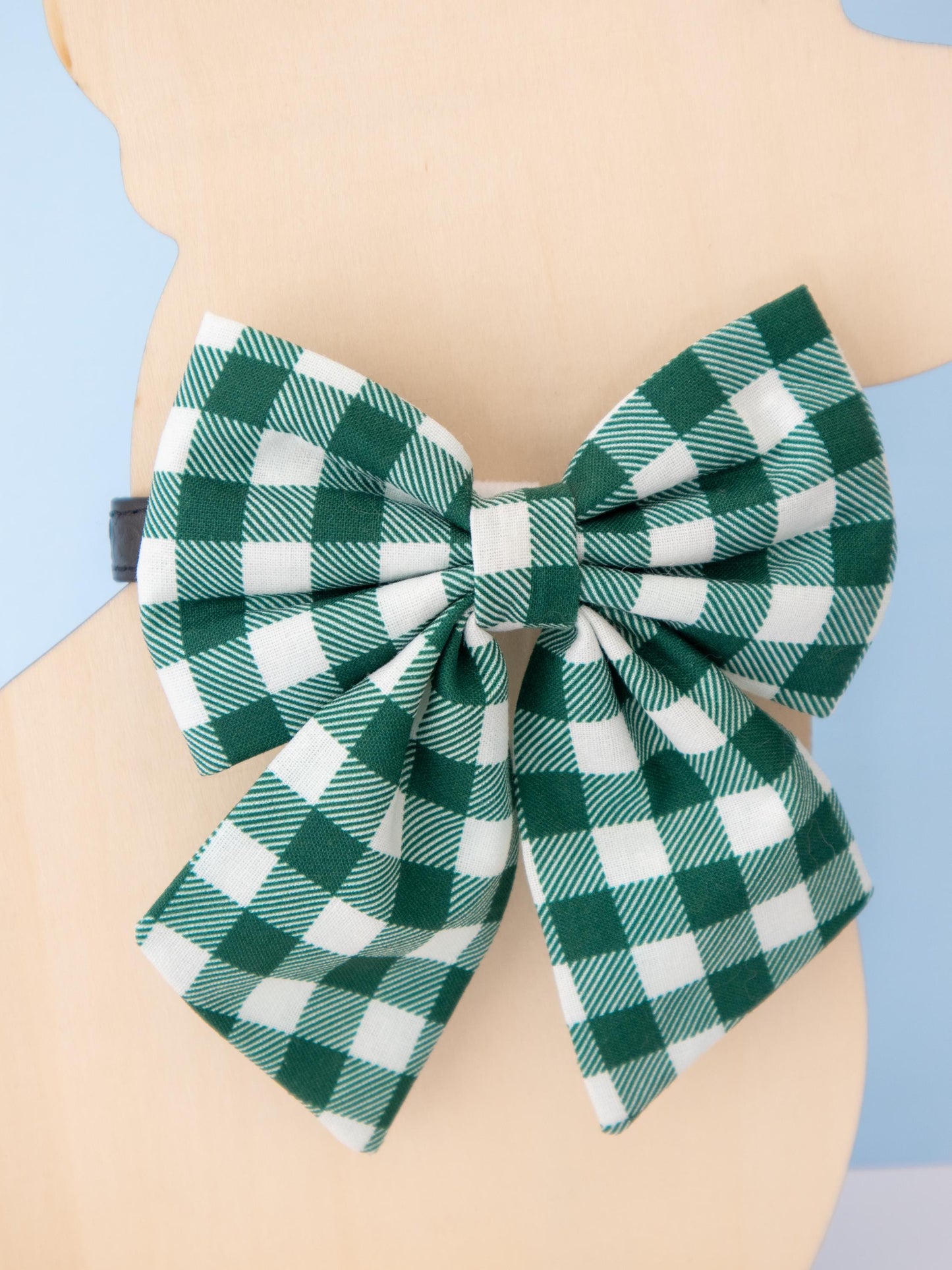 Green Gingham Pet Sailor Bow