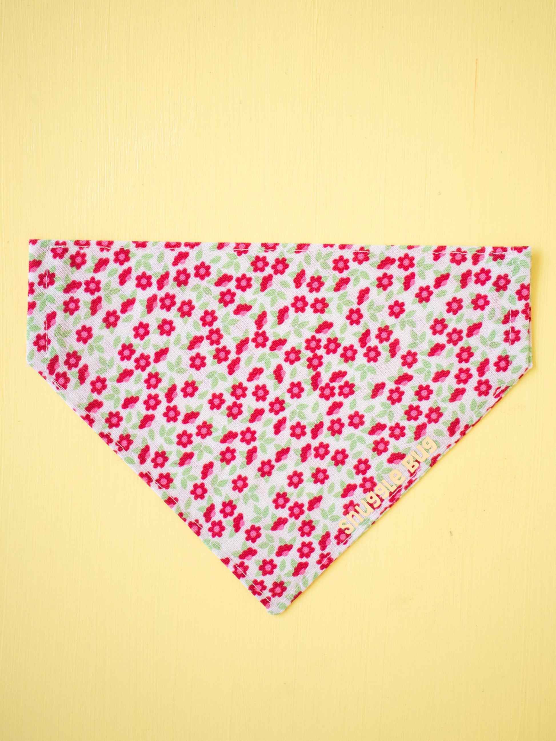 Floral patterned bandana on a yellow background