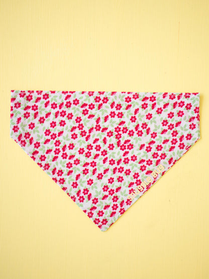 Floral patterned bandana on a yellow background