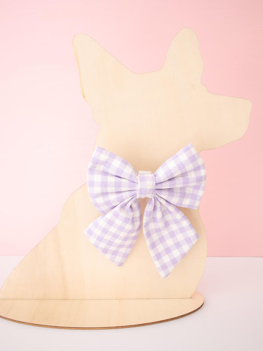 Lavender Gingham Pet Sailor Bow