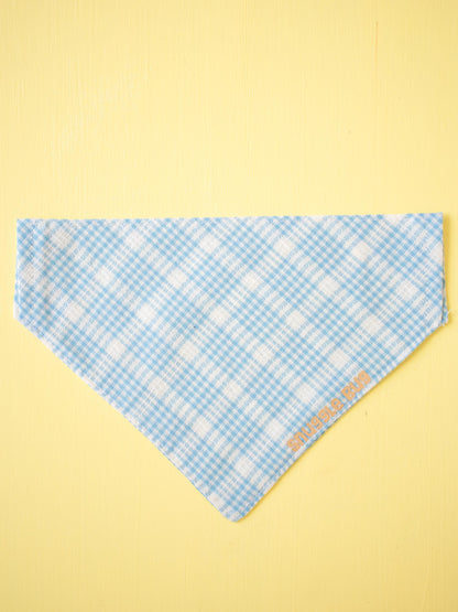 Blue checkered bandana on a yellow background