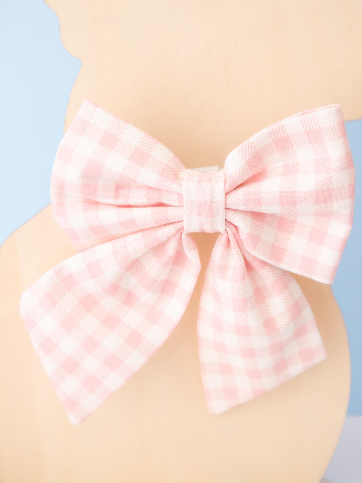 Strawberry Pink Gingham Pet Sailor Bow