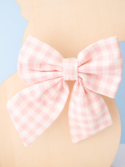 Strawberry Pink Gingham Pet Sailor Bow