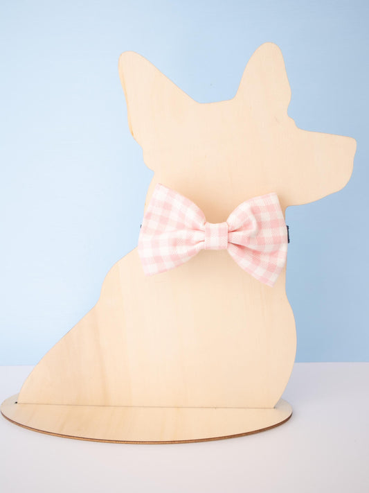 Strawberry Pink Gingham Pet Bow Tie