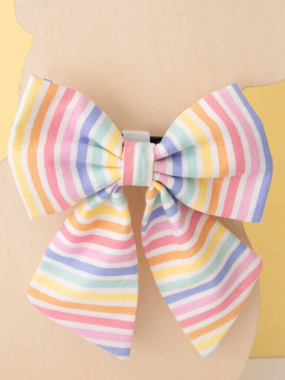 Pastel Rainbow Stripe Pet Sailor Bow