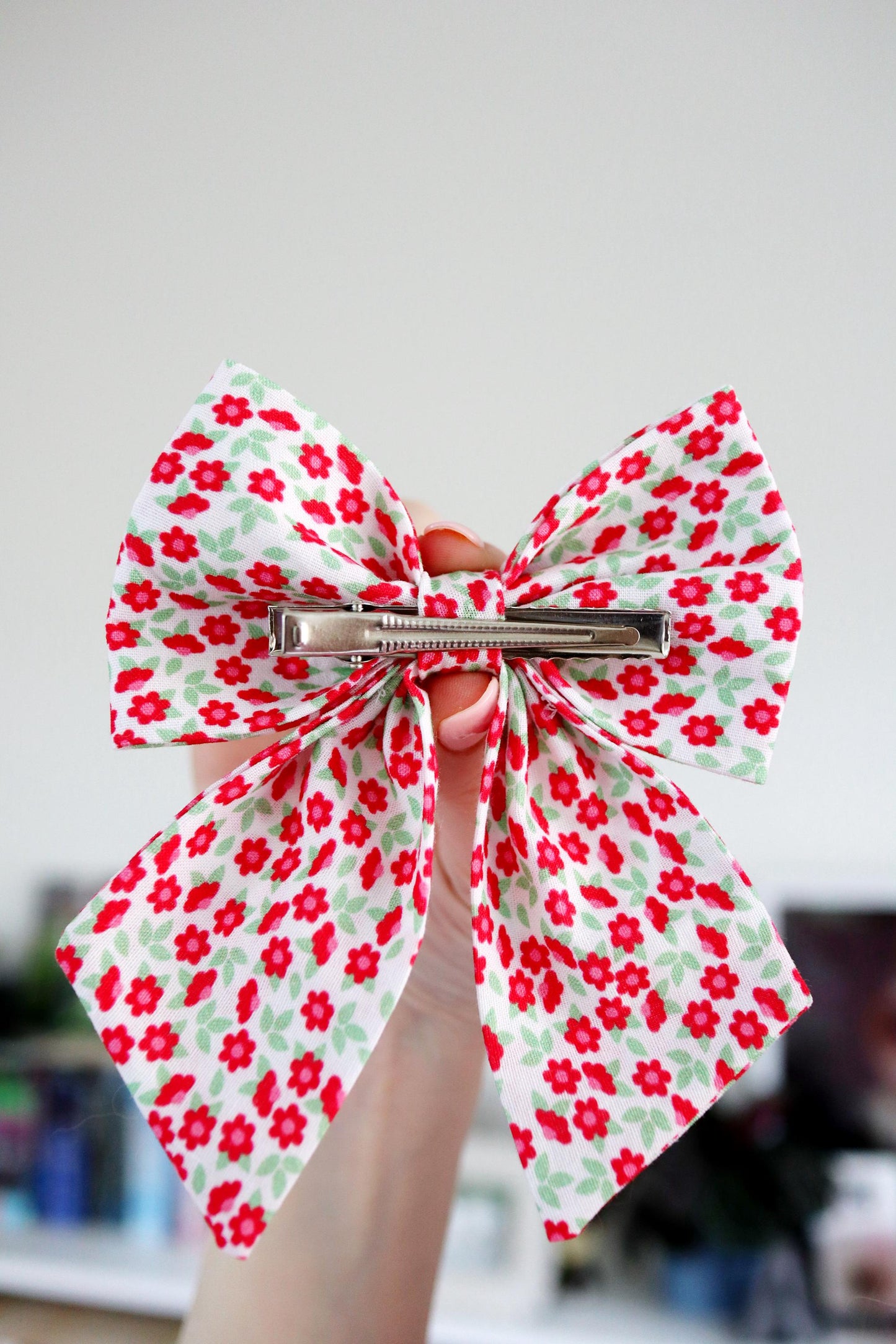 Red Blossom Hair Bow