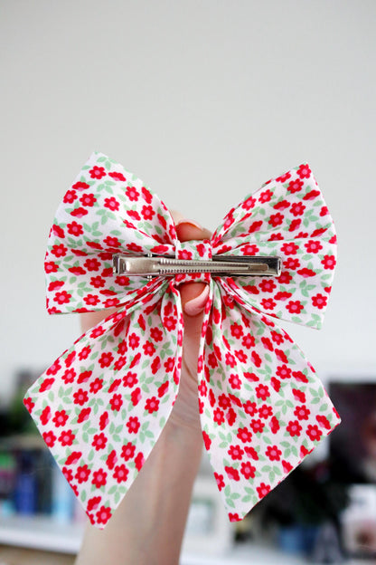 Red Blossom Hair Bow