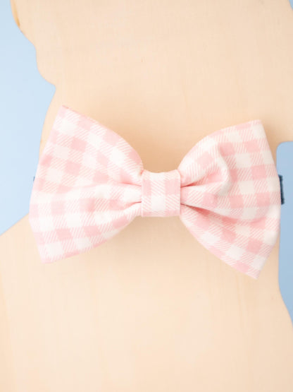 Strawberry Pink Gingham Pet Bow Tie