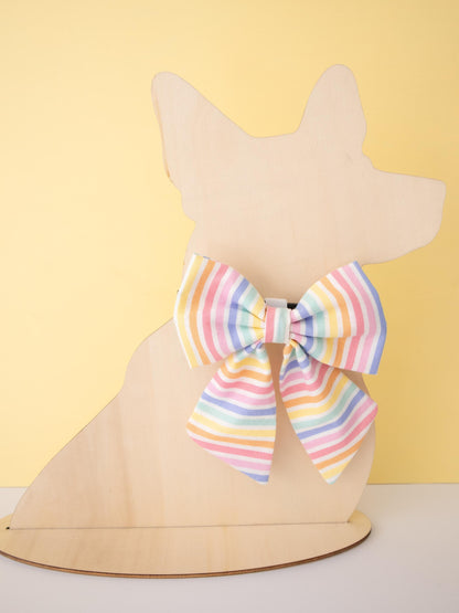 Pastel Rainbow Stripe Pet Sailor Bow