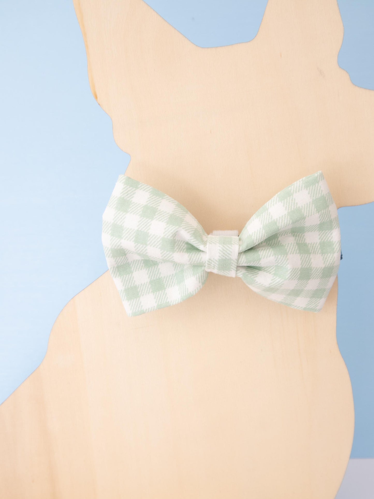 Sage Green Gingham Pet Bow Tie