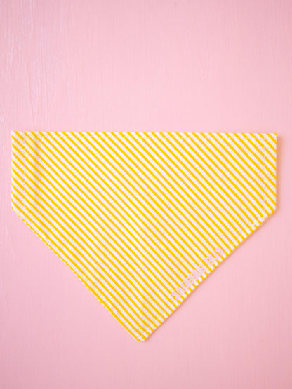 Yellow striped bandana on a pink background
