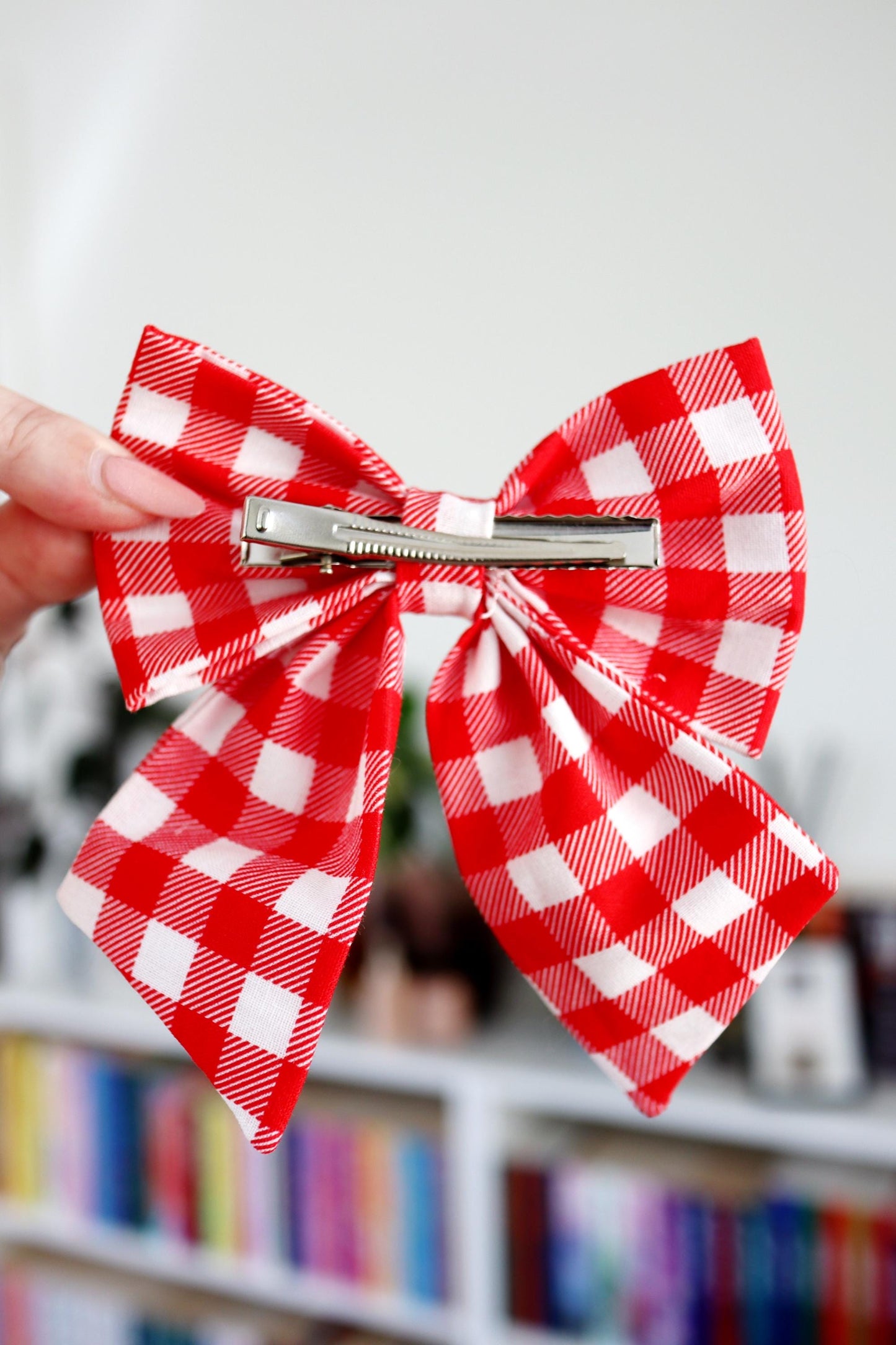 Red Gingham Hair Bow