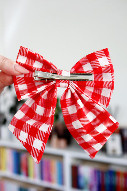 Red Gingham Hair Bow