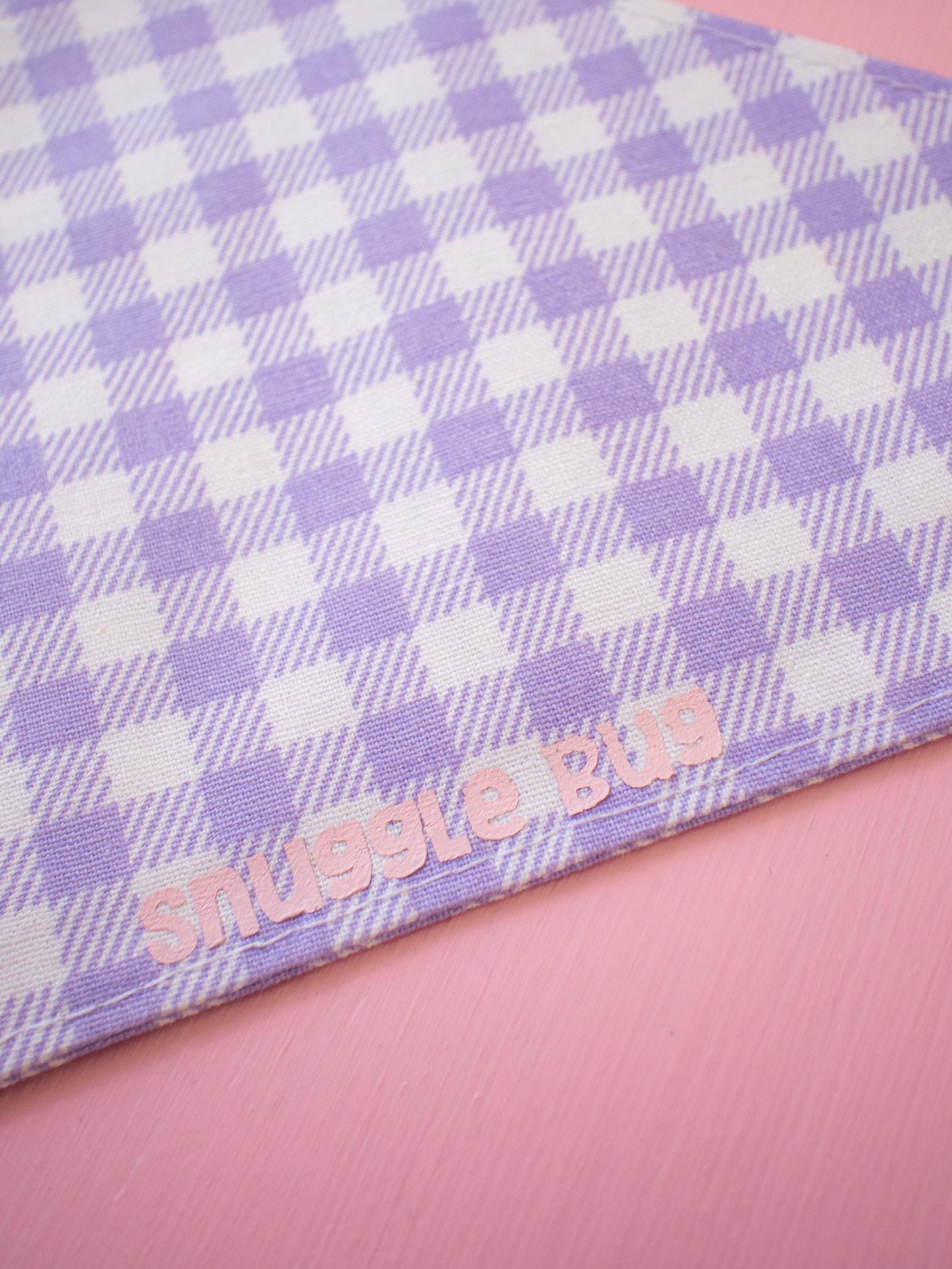Lavender Gingham Over the Collar Bandana