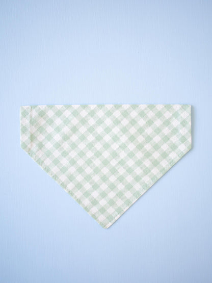 Sage Green Gingham Over the Collar Bandana