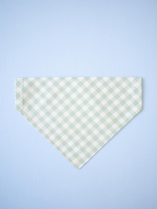 Sage Green Gingham Over the Collar Bandana