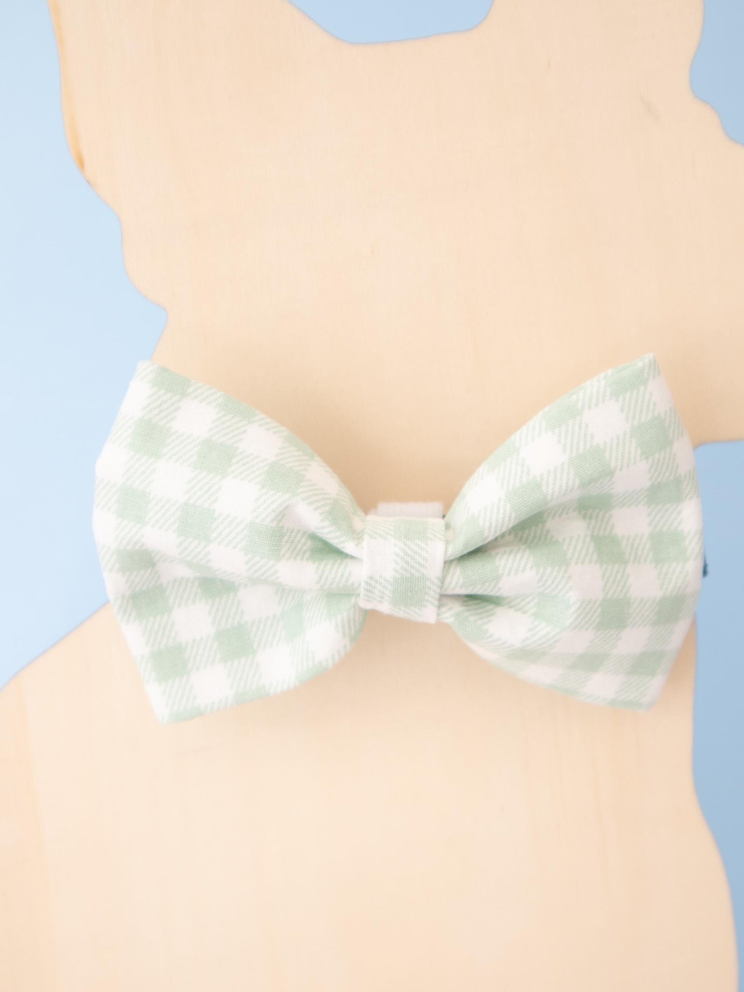 Sage Green Gingham Pet Bow Tie