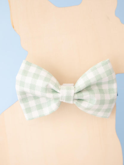 Sage Green Gingham Pet Bow Tie