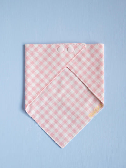 Strawberry Pink Gingham Snap Bandana