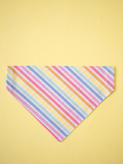 Multicolored striped bandana on a yellow background
