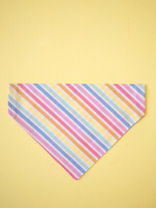 Multicolored striped bandana on a yellow background