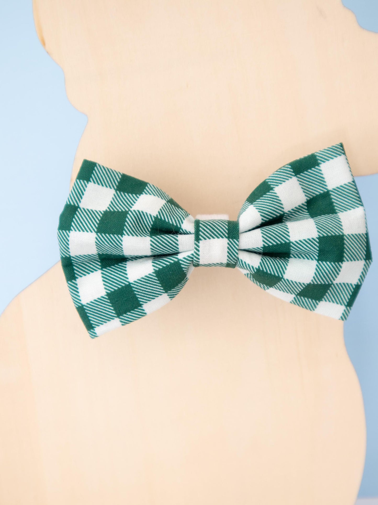 Green Gingham Pet Bow Tie