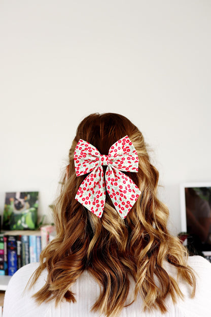 Red Blossom Hair Bow