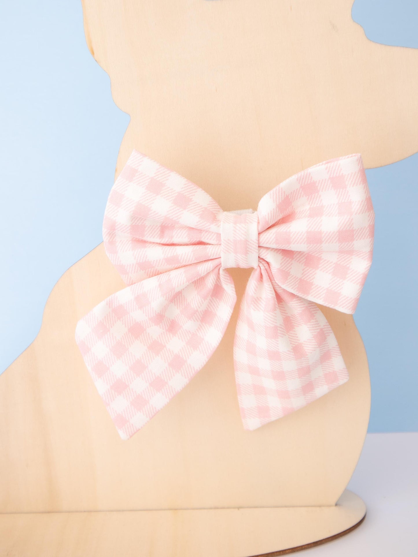 Strawberry Pink Gingham Pet Sailor Bow