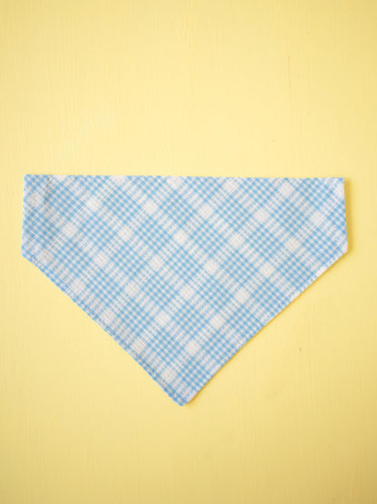 Blue checkered bandana on a yellow background