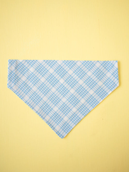 Blue checkered bandana on a yellow background