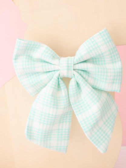 Mint Green Plaid Pet Sailor Bow