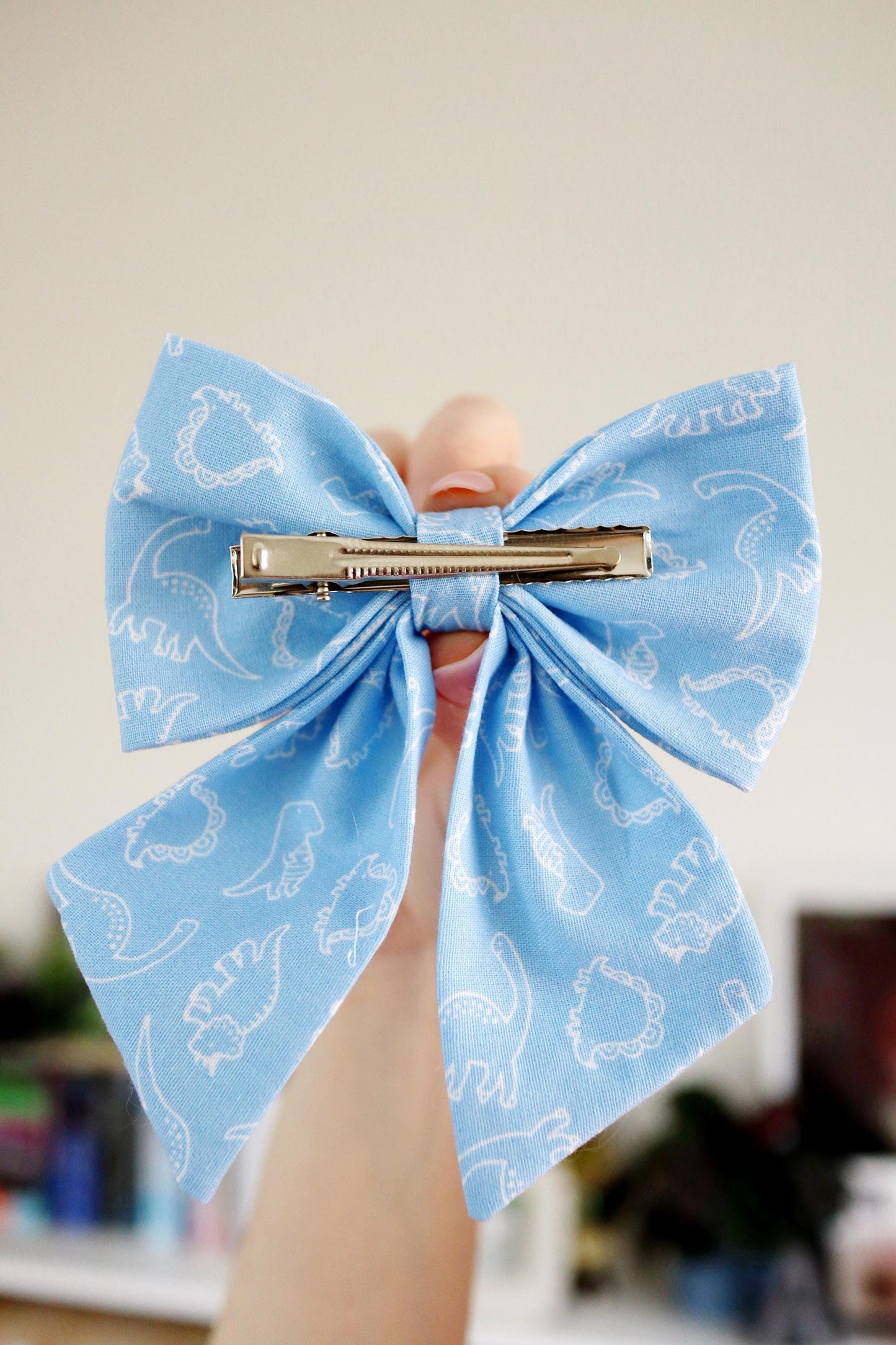 Blue Dinosaur Hair Bow