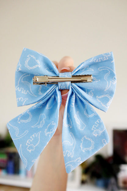 Blue Dinosaur Hair Bow