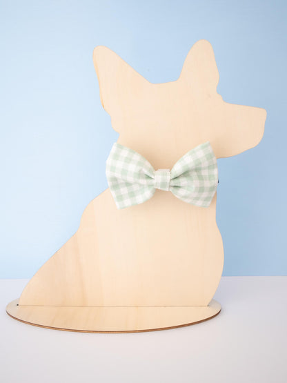 Sage Green Gingham Pet Bow Tie