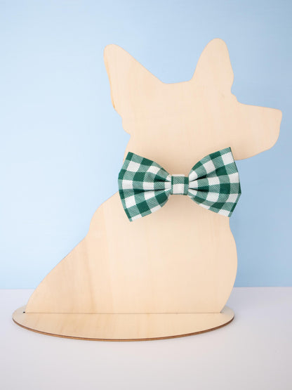 Green Gingham Pet Bow Tie